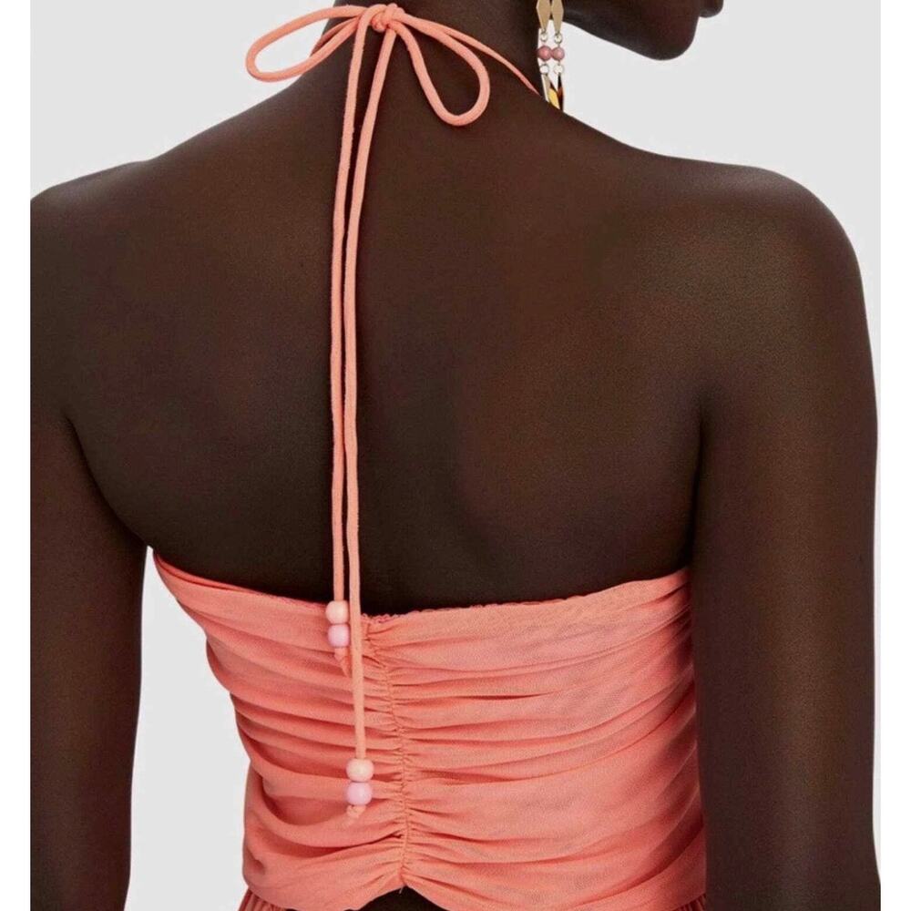 STAUD Kanha Reversible Mesh Halter Maxi Dress Orange Pink XL - Picture 10 of 13